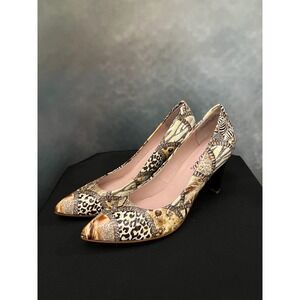 Bellini Animal Print Pointed Toe Heels Pumps‎ Funky Block Heel Shoes